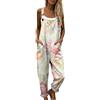 Udbeksid Salopette Donna Estiva in Cotone Lino - Tuta Intera Elegante Boho Chic Tuta Stampa Pantaloni Baggy Gamba Larga Ample Jumpsuit Curvy con Tasche Comoda per Mare e Vacanze Spiaggia (XXL,13)