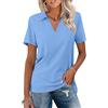 TICTICMISS Magliette Polo da Donna a Maniche Corte con Scollo a V Estive Top Business Camicie Casual con Collo a Camicia T-shirt Larghe, Colore: verde chiaro., XL