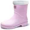 Generisch Stivali da pioggia da donna con calda imbottitura, comodi e antiscivolo, per esterni, leggeri, impermeabili, da giardino, a mezza altezza, da pioggia, invernali, in gomma, Colore: rosa., 37 EU