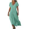 Generic Abito estivo casual da donna con scollo a V manica corta 2026 maxi abiti leggeri per le vacanze con fessura midi elegante per feste rosa sexy per uscire nero skater abito da sposa signore anziane, A-3