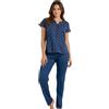 ADMAS Pigiama Donna Estivo in Cotone Viscosa Manica Corta e Pantaloni Lunghi Art. 63560 (IT, Testo, XXL, Regular, Regular, Blu Marino)