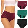 SUUFOR Mutande Mestruali Donna 60ML, Mutanda Mestruale ad Alta Assorbenza, Cotone Vita Alta Slip Mestruali Donna (3 Pezzi) XXL