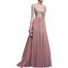 Anyu Donna Chiffon Vestito Lungo Abito da Cerimonia Elegante Vestiti da Matrimonio Lunghi Vestito Formale Banchetto Sera Albicocca XL