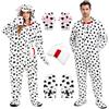 Hislovy Costume Dalmata per Adulti Uomo e Donna, 4PCS Dalmata Animale Onesie per Halloween Carnevale Feste, Bianco, 3XL