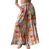 Cocoarm Pantaloni di Lino da Donna, Pantaloni Estivi a Gamba Larga da Donna, Stampe Floreali con Volant Alta, Cordoncino Elastico, Pantaloni Estivi per il Tempo Libero Hawaii (M)