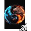 UVTMWVTCUSIQ Aquila Doppia Fuoco e Ghiaccio Puzzle 1000 Pezzi Carta per Adulti Design Yin Yang Puzzle per Famiglia Relax Decorazione Regalo 52x38cm/1000pcs