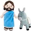 Firecos Peluche Gesù, Bambola di Peluche di Gesù, Simpatici Giocattoli per Bambini, Bambole da Letto, Regali di Pasqua Battesimo (Gesù e Asino)