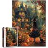 Tucocoo Puzzle di Strega Con Vestito di Halloween per Adulti - 1000 Pezzi, Zucca Autunnale, Gatto Nero, Pittura Artistica 68,6 x 50,8 cm - Fai da Te per Regali di Decorazione Domestica