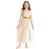 Emmoal Vestito Cleopatra Bambina, Costume Principessa Romana Bambina Costume da Dea Greca Vestito divinità Atena Olimpia Toga Monospalla Cosplay per Feste di Carnevale Halloween 5pcs 5-12 Anni