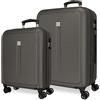 ROLL ROAD Cambodia Travel - Set di 2 valigie, 40 x 55 x 20 cm, 46 x 65 x 23 cm, colore: antracite, Antracite, 40 x 55 x 20 cm / 46 cm x 65 cm x 23 cm, Set di 2 valigie