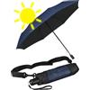 iX-brella City Trekking Ombrello parasole con bastone extra lungo con protezione UV e calore, Blue-Black - Protezione dai raggi UV e dal calore, 98 cm, Ombrello tascabile apribile