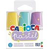 Carioca Pastel - Confezione da 3 Evidenziatori Minilight Pastello, Colori Assortiti. Lavabili con Inchiostro a Base Acqua