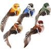 Yotlein 5 Pezzi Uccelli Finti Artificiali, Uccelli Finti Decorativi in Schiuma con Clip, Realitistici Piccoli Uccelli Finti con Piume Decorativi per Decorazione Giardino Natale Fai da Te Festa