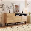 OLIVIBED - Credenza con 3 ante, moderna con ripiani regolabili e gambe in metallo nero, highboard in legno, armadio per soggiorno con spazio di archiviazione, per sala da pranzo e cucina, colore legno