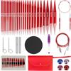 Snovire Set di ferri circolari intercambiabili, 13 paia di ferri circolari con borsa e accessori, 13 aghi di diametro 3-10 mm, 4 lunghezze regolabili 40-100 cm, set di uncinetti in alluminio (rosso)