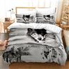 Hoimlm Wolf - Set di biancheria da letto, 220 x 240 cm, in microfibra, con copripiumino e federa, per ragazzi e ragazzi, morbido e resistente, traspirante (Coppia Di Lupi, 200 x 200 cm)