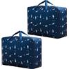 Eclove 2 Pcs Borse Stoccaggio Vestiti Grande Borsa di Stoccaggio con Cerniera 105L Armadio Sottoletto Sacco Piumone Borsa Impermeabile Borse Trasloco per Biancheria da letto Trapunte Cuscini Coperte (A)