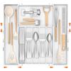Lifewit Portaposate per cassetti, 5-8 scomparti, regolabile in due direzioni, organizer in plastica per cucina, organizer per posate, da 30,5 a 52 cm di larghezza, inserto per posate per cucchiai e