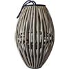Milani Home - lanterna in vimini e vetro grigio, portacandela decorativa da interno e esterno, per portico e giardino