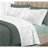 Riad Arredo Set Completo Letto 100% Cotone Percalle Italiano - Set Lenzuola Morbido Delicato Made in Italy (Goccia Verde, Una Piazza E Mezzo)