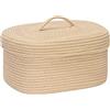 Sea Team Cesto portaoggetti ovale in corda di cotone con coperchio, contenitore in tessuto con coperchio, contenitore per la cameretta dei bambini, cestino per pannolini, cestino per baby shower