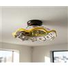 Mondocreazioni Plafoniera Spot da Soffitto, 1 Luce, Ferro Battuto e Ceramica Siciliana, Cucina, Bagno e Veranda (CANDIDA)
