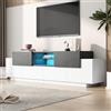 OLIVIBED Mobile TV Moderno con Ante, Mobile Porta TV per TV da 70-80 Pollici, Moderno Credenza da Soggiorno, Camera da Letto, Bianco e Grigio, 180x40x45cm