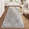 TAPISO Valley Tappeto per Corridoio Vintage Pelo Corto con Motivo Tradizionale Grigio - Elegante Runner per Soggiorno, Camera da Letto, Sala da Pranzo - Design Moderno, Facile da Pulire - 100 x 250 cm