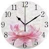 Mnsruu Orologio da parete rotondo a forma di fiore di loto rosa silenzioso senza ticchettio, per camera da letto, soggiorno, ufficio, scuola, decorazione per la casa