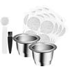 Cenpek - Capsule da caffè ricaricabili in acciaio inox, compatibili con macchine Nes-presso (2 tazze+100 coperchi)