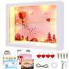 MeYuxg Cornice 3D Cornice Foto - 27 x 22 cm Cornice Profonda con 6 Immagini a Tema, Salvadanaio per Matrimonio con Stringa Luminosa a LED da 1 m, per Fiori Secchi Conchiglie Monete (Bianco)
