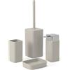 Inbagno Set Accessori Bagno 4 Pezzi Beige E Cromo - Dispenser Sapone, Portaspazzolini, Portasapone E Porta scopino WC In Plastica - Linea Star