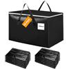 Withosent 100L Borsa Portaoggetti Grande, 10 Pezzi Impermeabile Borse di Stoccaggio Trasloco con Cerniera e Maniglia, Pieghevole Scatole Armadio Viaggio per Vestiti, Coperte, Trapunte, Nero