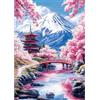 AIRDEA Pagoda Rossa Diamond Painting, Ciliegi Rosa in Fiore Diamond Painting Kit Completo, Diamantini Crystal Art Hobby Creativi Adulti Decorazione per Casa 30x40 cm