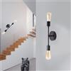 Mengjay Applique a Doppia Testa in Oro Spazzolato Lampada da Parete Industriale in Metallo Retrò Applique da Toeletta Luce Specchio Bagno per Camera da Letto Corridoio Portico (Nero)