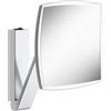 Keuco iLook_move specchio ingranditore con illuminazione, rettangolare, 20x20 cm, 5x, Made in Germany, metallo cromato, con Interrutore a bilanciere, montaggio a incasso