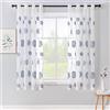 MIULEE Tenda per Camera da Letto, Tende Voile con Blu Ricamata Motivo, Tende Bianche Trasparenti con Occhielli, Tenda Finestra Interni per Casa Soggiorno e Salotto 2 Pezzi,2xL 140 x A 145 cm