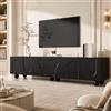 OLIVIBED Mobile TV da 180 cm con 4 ante e 2 cassetti, mobile TV per TV 55 65 80 pollici, tavolo per soggiorno, camera da letto, motivo geometrico, 180 x 40 x 42 cm, nero (nero)