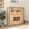 OLIVIBED Mobiletto per vino con doppia porta, credenza con 2 cassetti, mobiletto portaoggetti con scaffali speciali per vino, cassettiera per soggiorno, camera da letto, cucina, 110x38x111cm, colore