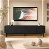 OLIVIBED Mobile TV moderno con ante a forma di mobile, mobile TV con gambe e ripostiglio, per TV fino a 70 pollici, tavolo TV per soggiorno, camera da letto, design senza manico, nero, 169x34x45.