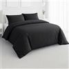 NARCISO Copripiumino Singolo 155x220 in Microfibra con Trama Embossed (1 Federa Inclusa) Set Copripiumino Singolo con Zip, Morbido e Anallergico, Made in Italy (Nero)