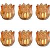 Mausouca Portacandele votive in vetro Set di 6, portacandele in cristallo per matrimonio, festa di compleanno, decorazione del centrotavola della tavola domestica(ambra, forma di tulipano)