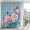 Generic Tenda Doccia 120 x 180 cm Blu Rosa Tende da Bagno in Tessuto Poliestere, Impermeabile e Lavabile in Lavatrice con Orlo Appesantito, Tenda per Vasca e Box Cabina Idrorepellente con Ganci, Q-o906