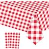 COSORO 2 Pezzi Tovaglia Plastica Rettangolare,137 * 274cm Tovaglia Antimacchia Impermeabile Rosso Bianco Quadri Grande,Tovaglie per Festa Decorazione Desktop per Festa di Compleanno Matrimonio Natale
