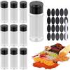Daelesr 10 Pezzi Barattoli per Spezie in Plastica,100 ml Barattoli Portaspezie con Coperchio,20 Etichette,1 Penna,4x10,4 cm Contenitore per Spezie Trasparente,Vasetti spezie per Cucina Campeggio Barbecue