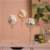 Romadedi Portacandela per Tealight, Candelabri in Vetro Argento - Portacandele Antivento, Decorazione Mercurio, Set da 3, 23,5/25,5/31,5 cm per Tealight, Candele Votive, Candele Alte, Decorazione per