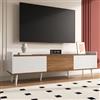 OLIVIBED Mobile TV da 160 cm, con 3 Ante, per TV Fino a 68 Pollici, per Soggiorno, Camera da Letto, 160 x 39 x 49,5 cm, Bianco e Naturale