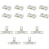 Amefil FCOB COB LED Strip Light Connettori 2Pin 10mm Gapless Senza Saldatura, T Forma Angolari per Luci a Striscia LED Monocolore