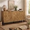OLIVIBED Credenza con 4 Ante, comò in Legno con ripiano Regolabile, mobili per Soggiorno con Maniglie e Piedini in Metallo, Buffet per Soggiorno, Camera da Letto, 160,5x35,5x78 cm, Colore Legno