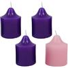 COSE DA CASA Set 4 Candele Avvento Cilindriche in Cera 3 Viola + 1 Rosa Candele Natalizie H 7.5 4 pezzi Colori Liturgici Tradizionali